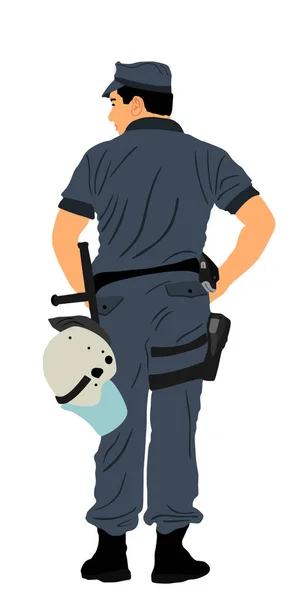 白地に隔離された職務ベクトルイラストの警察官 通りのパトロールで制服を着た警察官 警備員は人を守る 法と秩序だ テロ組織に対して — ストックベクタ