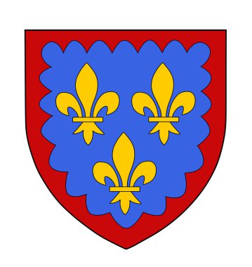 Berry Dük 'ü arma vektör illüstrasyon beyaz arka planda izole. Berry Düşesi, Fransa 'nın Asilzadeleri' nde bir unvandı. Berry Dükalığı amblemi..