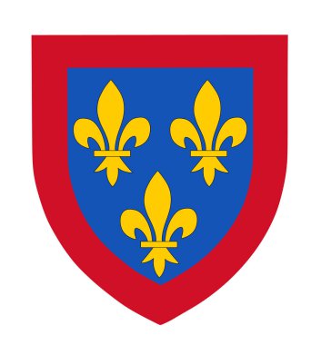 Beyaz arka planda Anjou Dükalığı arması arması vektör illüstrasyonu izole. Anjou Dükalığı, Fransa 'nın Aşağı Loire eyaletinde yer alan bir ildir. Tarihi Fransa toprakları.