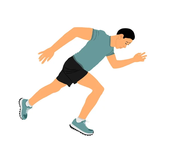 Sprinter Runner Vector Illustration Isolated White Background Marathon Racer Running — Stock Vector