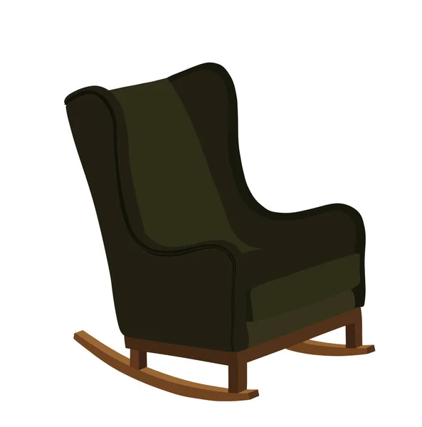经典摇椅矢量图解分离在白色背景 古色古香的客厅家具 皮革坐在沙发上休息 摇椅家居装饰 舒适的沙发 — 图库矢量图片