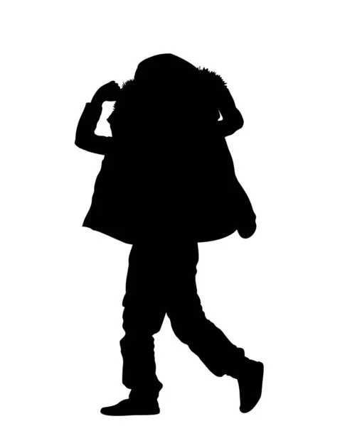 День Дождя Обложка Мальчика Курткой Защиты Векторного Силуэта Дождя Иллюстрации — стоковый вектор