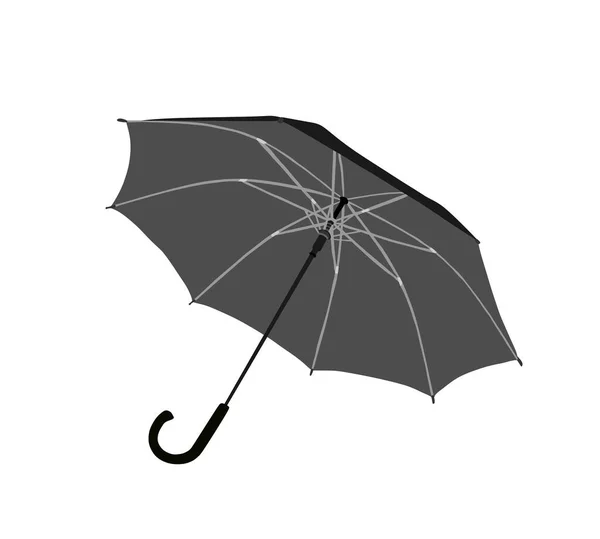Rüzgâr Vektör Illüstrasyonunda Açık Şemsiye Kullanmak Beyaz Arkaplanda Izole Edilmiştir — Stok Vektör