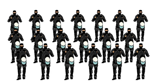 Unité Spéciale Police Swat Agent Équipe Vectoriel Illustration Isolé Blanc — Image vectorielle