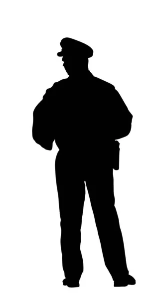 Ufficiale Polizia Servizio Vettoriale Silhouette Illustrazione Isolato Sfondo Bianco Poliziotto — Vettoriale Stock