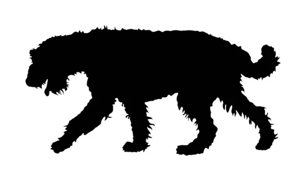 Портрет Векторного Силуэта Airedale Terrier Белом Фоне Тень Большой Терьер — стоковый вектор