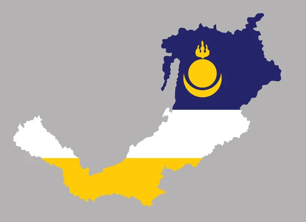 Republiek Buryatia Kaart Vlag Vector Silhouet Illustratie Geïsoleerd Achtergrond Rusland — Stockvector