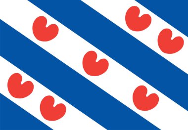 Friesland veya Frizya ilüstrasyon vektör bayrağı Hollanda 'nın kuzeybatısında bulunan bir vilayet..