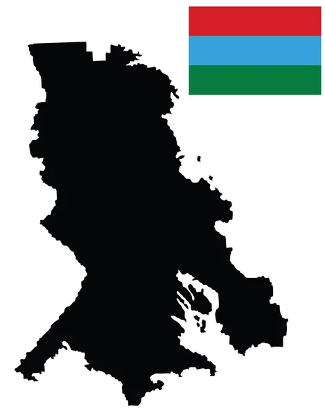 Republiek Karelië Kaart Silhouet Vector Illustratie Vlag Geïsoleerd Witte Achtergrond — Stockvector