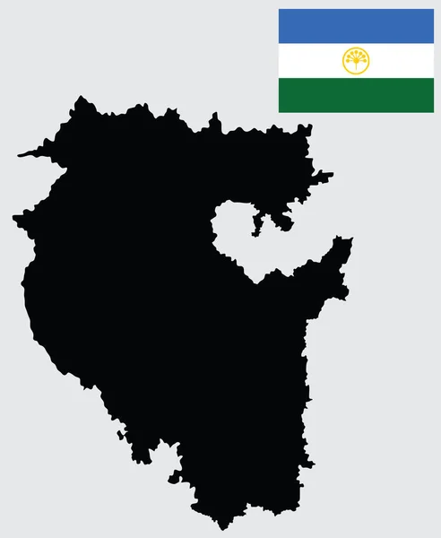 巴什科尔托斯坦共和国地图和国旗矢量轮廓图 背景孤立 高度详细的地图形状阴影 俄罗斯巴什基尔州地图旗帜图解 — 图库矢量图片