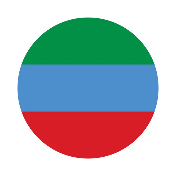 Cirkel Badge Van Dagestan Republiek Vlag Vector Illustratie Geïsoleerd Witte — Stockvector