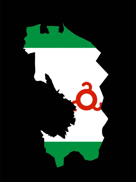 Mapa República Inguchétia Silhueta Vetorial Bandeira Ilustração Isolada Sobre Fundo — Vetor de Stock