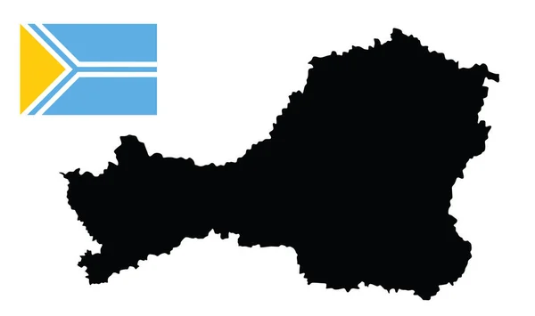 Σημαία Του Tuva Δημοκρατία Χάρτη Διάνυσμα Εικόνα Σιλουέτα Απομονώνονται Λευκό — Διανυσματικό Αρχείο