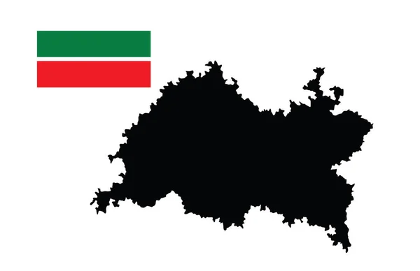 Mapa República Tartaristão Silhueta Vetorial Bandeira Ilustração Isolada Sobre Fundo — Vetor de Stock