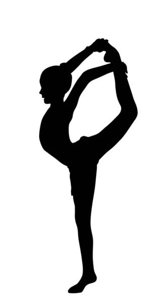 Ritmische Gymnastiek Dame Vector Silhouet Illustratie Geïsoleerd Witte Achtergrond Atleet — Stockvector