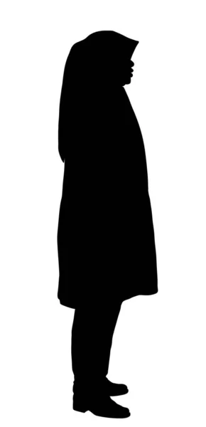 Mujer Musulmana Hijab Vector Silueta Ilustración Aislada Blanco Mujer Árabe — Vector de stock