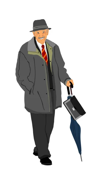 Elegante Hombre Viejo Caminando Ilustración Vectorial Aislado Sobre Fondo Blanco — Vector de stock