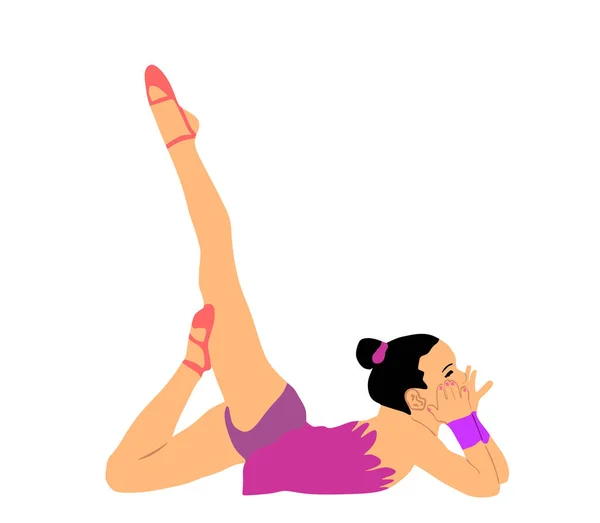 体操の女性のベクトル図は 白い背景に隔離された ジムでの運動中のアスリート女性 優雅なバレエダンサーの女の子のフィギュアパフォーマンス 体操柔軟な女性でLeotard — ストックベクタ