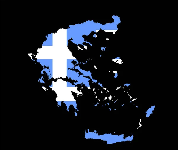 Грецька Карта Силует Векторні Ілюстрації Національний Прапор Греції Ізольовані Чорному — стоковий вектор