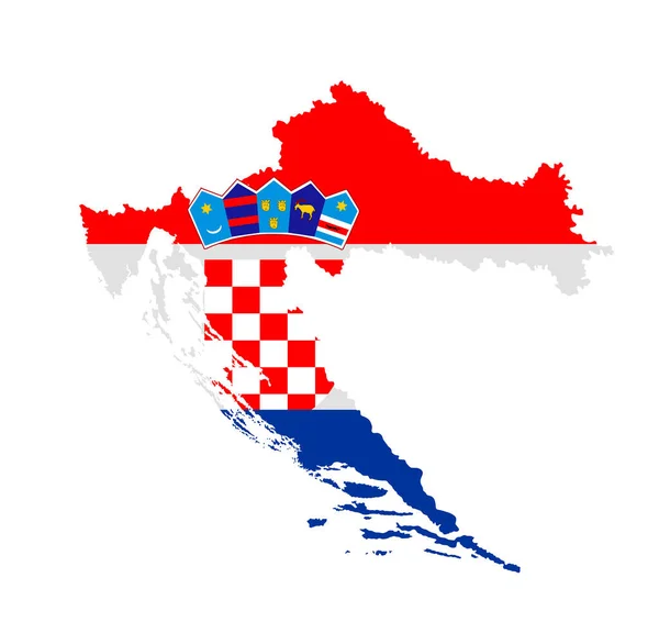 克罗地亚在白色背景上孤立地绘制了国旗矢量轮廓图 克罗地亚国徽纹章 亚得里亚海岸克罗地亚国旗 欧洲国家 巴尔干国家欧盟成员国 — 图库矢量图片