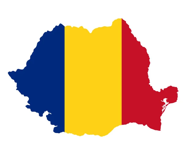 Rumania Mapa Bandera Vector Silueta Ilustración Aislada Sobre Fondo Blanco — Archivo Imágenes Vectoriales