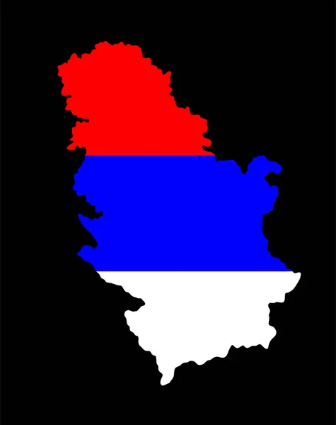 República Sérvia Mapa Bandeira Vetor Silhueta Ilustração Isolada Fundo Preto — Vetor de Stock