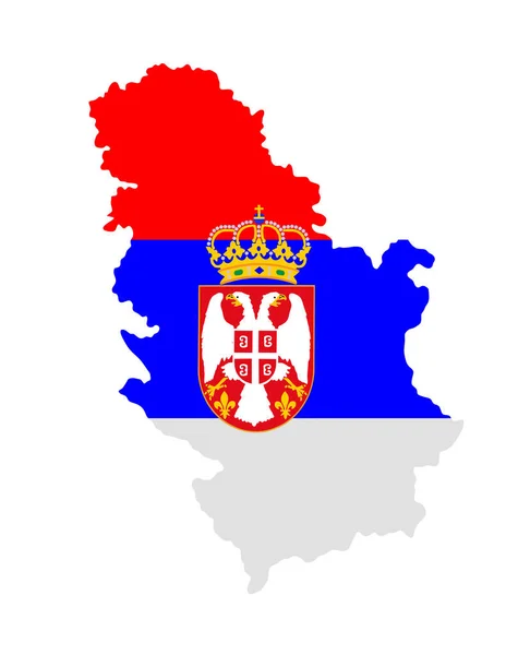 セルビアのマップフラグベクトルシルエットイラストは 白い背景に分離されています 詳細なイラスト セルビアの国章 セルビアの国旗 シンボル バルカン ヨーロッパ — ストックベクタ