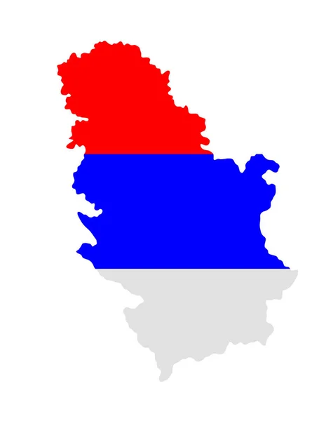 Republiek Servië Kaart Vlag Vector Silhouet Illustratie Geïsoleerd Witte Achtergrond — Stockvector