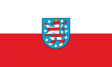 Beyaz arka planda izole edilmiş Thuringen bayrak vektör illüstrasyonu. Almanya 'da bir bölge. Thuringen arması. Thüringen, Alman. 