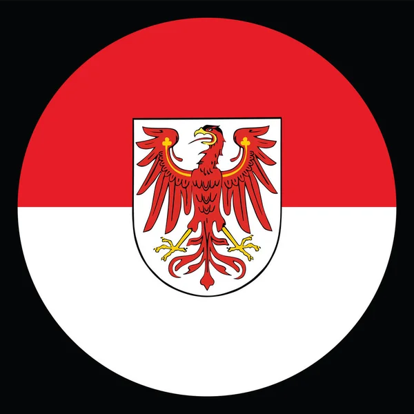 ブラックバックに分離されたブランデンブルクの旗ベクター図上の腕の円のバッジコート ドイツの国旗ボタンのエンブレム シールド シンボル ブランデンブルク — ストックベクタ