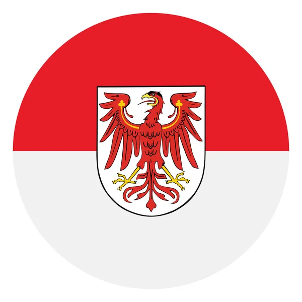 ブランデンブルク旗のベクター図に描かれた円のバッジコートは 白い背景に分離されています ドイツの国旗ボタンのエンブレム シールド シンボル ブランデンブルク — ストックベクタ