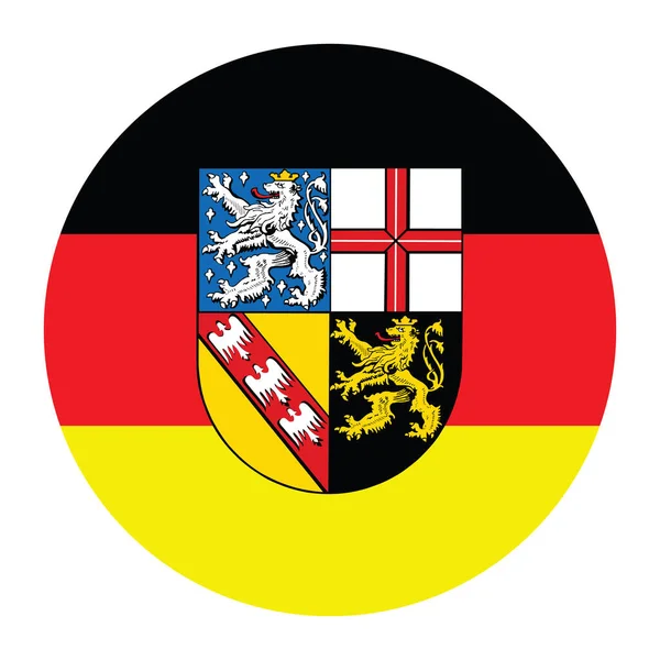 圆环徽章萨尔旗与臂章矢量图形分离的白色背景 德国省的符号按钮 德意志联邦州 — 图库矢量图片