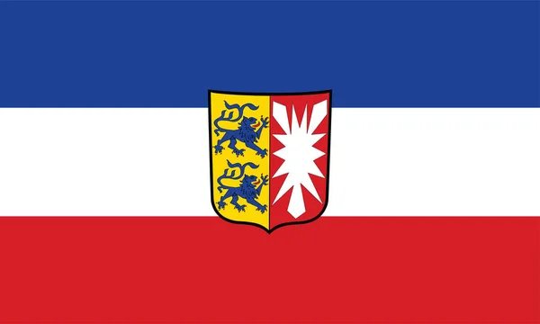 シュレースヴィヒ ホルシュタインの旗ベクター図は白い背景で単離された ドイツの国 シュレースヴィヒ ホルシュタインの旗と腕のコート ドイツ領 — ストックベクタ