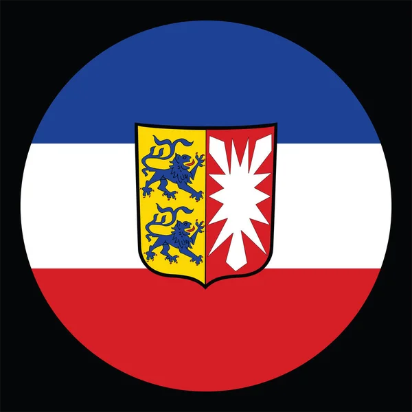 Distintivo Círculo Ilustração Vetor Bandeira Schleswig Holstein Isolada Fundo Preto — Vetor de Stock