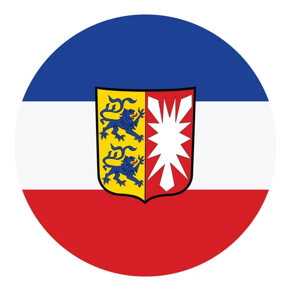Distintivo Círculo Ilustração Vetor Bandeira Schleswig Holstein Isolada Fundo Branco — Vetor de Stock