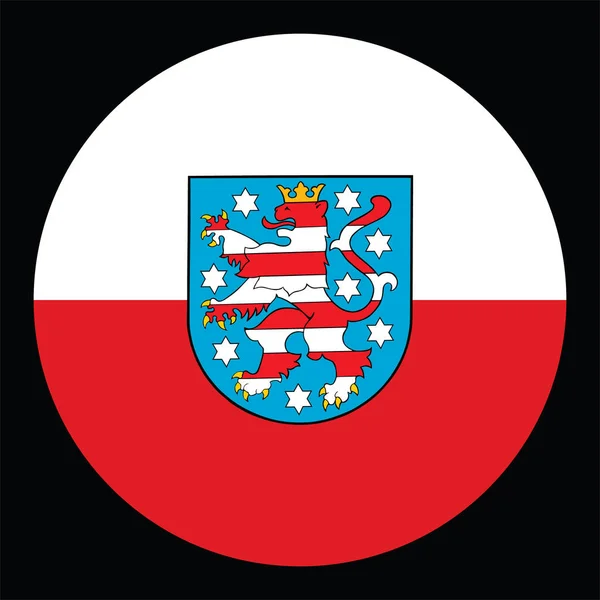 Distintivo Círculo Ilustração Vetorial Bandeira Thuringen Isolada Fundo Preto Província — Vetor de Stock
