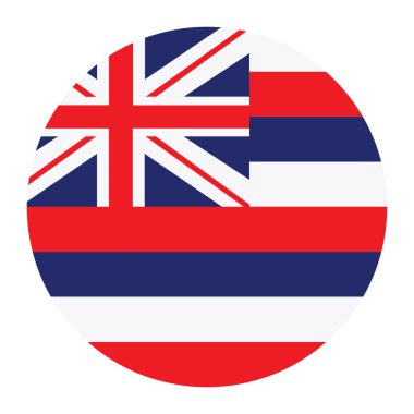 Çember rozet Hawaii bayrak vektör çizimi beyaz arka planda izole. Amerika Birleşik Devletleri. Hawaii ulusal sembolünün amblemi. Düğme Hawaii bayrak yuvarlak bayrağı.