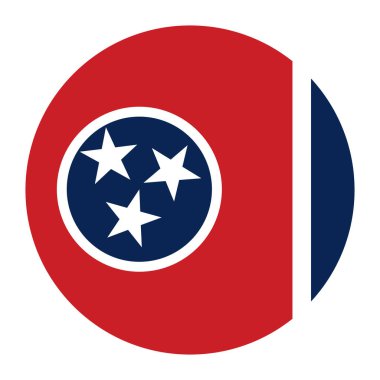 Çember rozeti beyaz arka planda izole edilmiş Tennessee bayrak vektör çizimi. ABD, Amerika 'da devletin ulusal sembolü. Düğme bayrağı Tennessee amblemi yuvarlak.