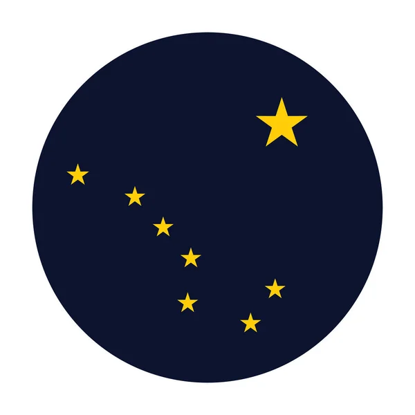 Insigne Circulaire Illustration Vectorielle Drapeau Alaska Isolée Sur Fond Blanc — Image vectorielle