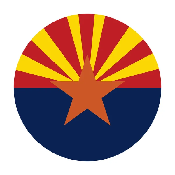 Cirkelmärke Arizona Flagga Vektor Illustration Isolerad Vit Bakgrund Amerikas Förenta — Stock vektor