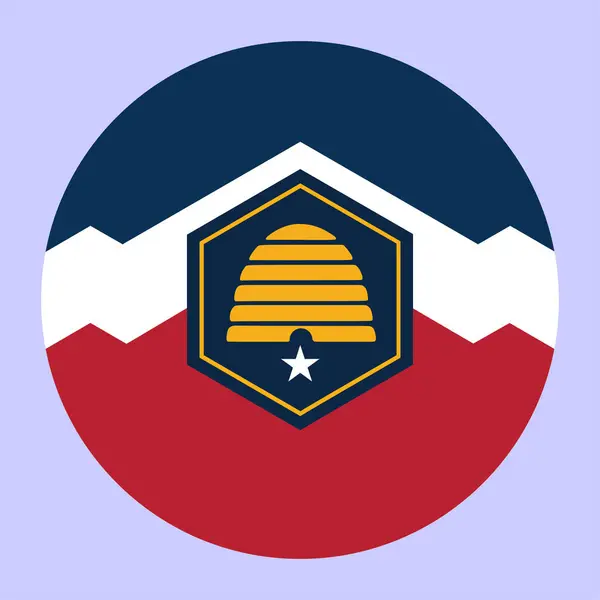 Cirkel Badge Staat Utah Vlag Vector Illustratie Geïsoleerd Achtergrond Het — Stockvector