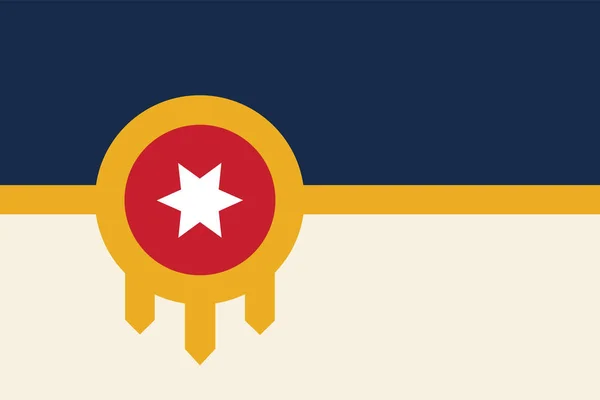 City Tulsa Flag Vector Illustration Isolated Background Town Oklahoma Usa — Stock Vector