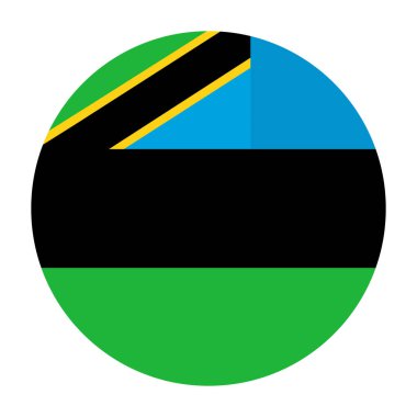 Arka planda Zanzibar bayrak çizimi izole edildi. Zanzibar sembolü, Tanzanya eyaletinin bir parçası. Afrika 'daki Cennet Adası. Düğme Zanzibar amblem yuvarlak, bayrak ulusal sembolü.