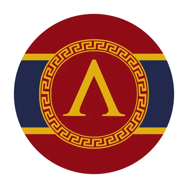 Circle Badge Sparta Flag Vector Illustration Isolated Spartan Flag Symbol — Stock Vector