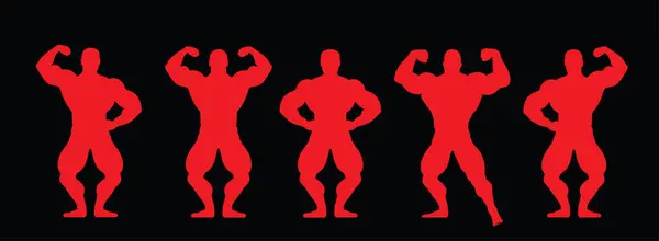 stock vector Muscular bodybuilder vector silhouette illustration isolated on black background. Sport man strong arms. Body builder athlete showing muscles. Boy with muscular body pose exhibition in competition.