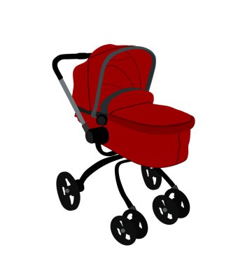 Beyaz arka planda izole edilmiş, bebek arabasındaki küçük bebek tasviri. Bebek arabasında yeni doğmuş bebek. Yeni yürümeye başlayan bebek arabası. Bebek arabasındaki çocuk, tramvay. Mutlu bir aile, yeni doğmuş bir oğlu ya da kızı var.