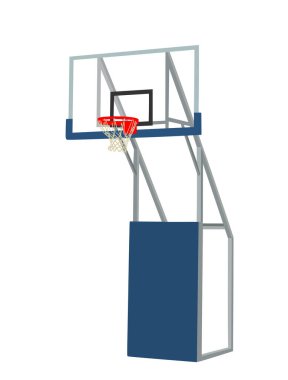 Basketbol potası vektör çizimi beyaz arkaplanda izole edilmiş. Spor inşaatı. Sahada popüler spor aletleri. Basketbol arka tahtası sembolü.