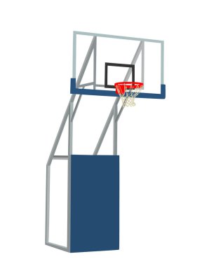 Basketbol potası vektör çizimi beyaz arkaplanda izole edilmiş. Spor inşaatı. Sahada popüler spor aletleri. Basketbol arka tahtası sembolü.