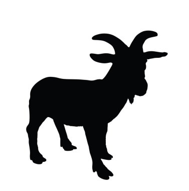Keçi vektör silueti çizimi beyaz arkaplanda izole edildi. Çiftlik hayvanı sembolü. Keçi şekli gölgesi.