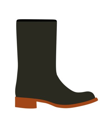 Kauçuk çizme vektör çizimi beyaz arkaplanda izole edildi. Moda ayakkabıları. Endüstriyel ekipman çalışıyor. Yağmurda ve yağmurda avlanmak ve dışarıda dolaşmak için ayak giysisi..